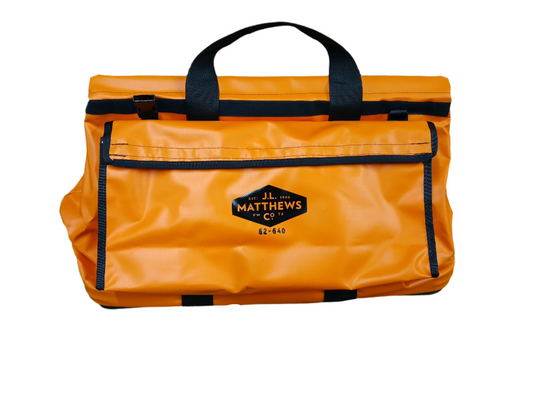 J.L. Matthews Big Mouth Orange Tool Bag W/ 2 Outside Pockets & Roll-Up Rain Flap - 62-640