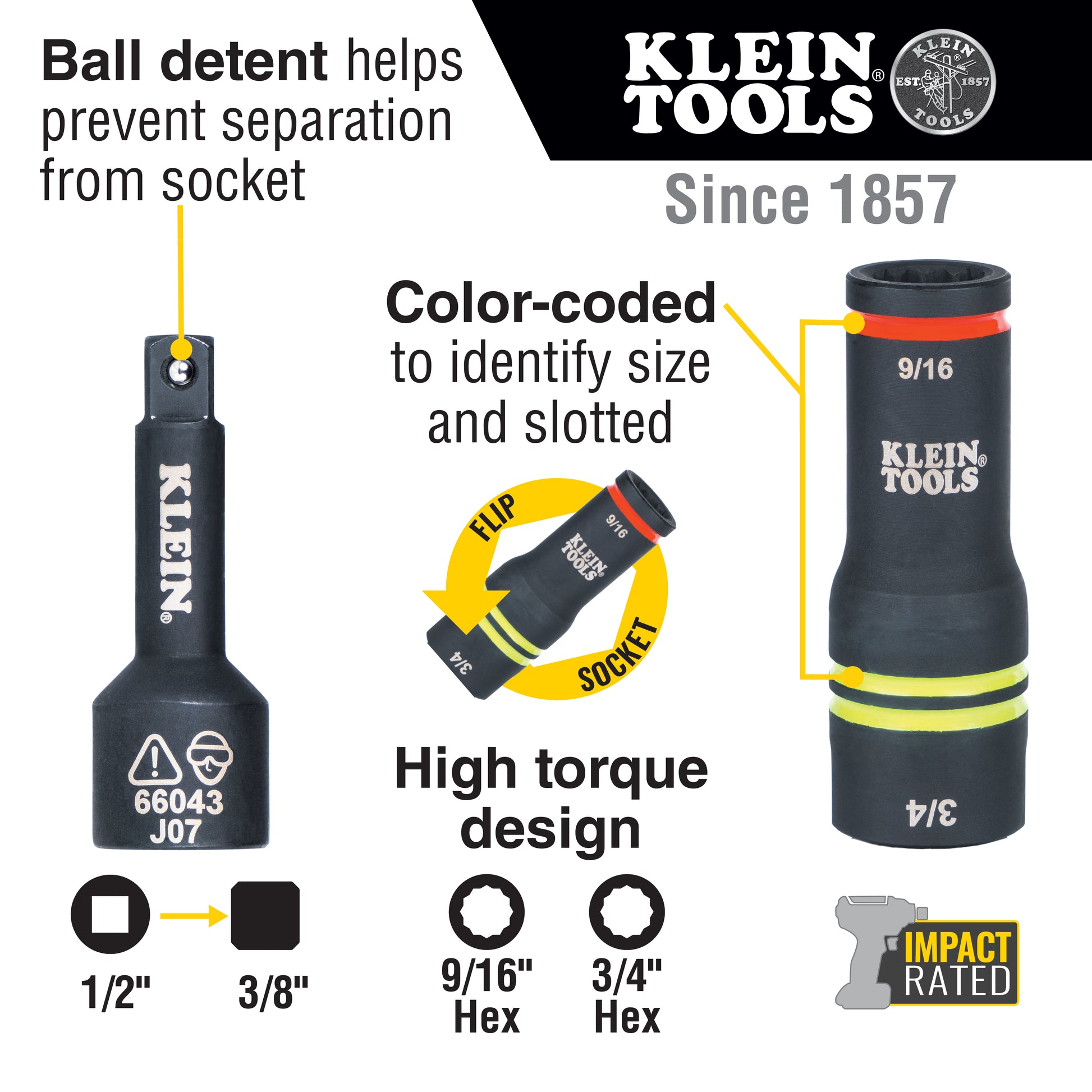 Klein 5-in-1 Linemen Impact Socket Set