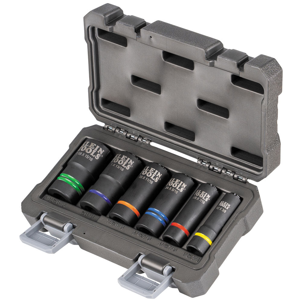 Klein 2-In-1 Slotted Impact Socket Set, 12-Point, 6-Piece - 66090