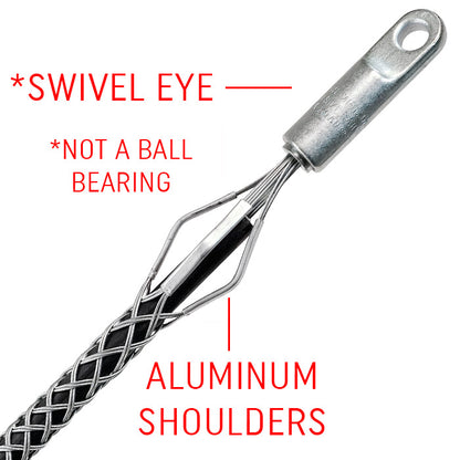 Cable Pulling Grips Overhead - Double Weave with Hardened Steel Rotating Eye