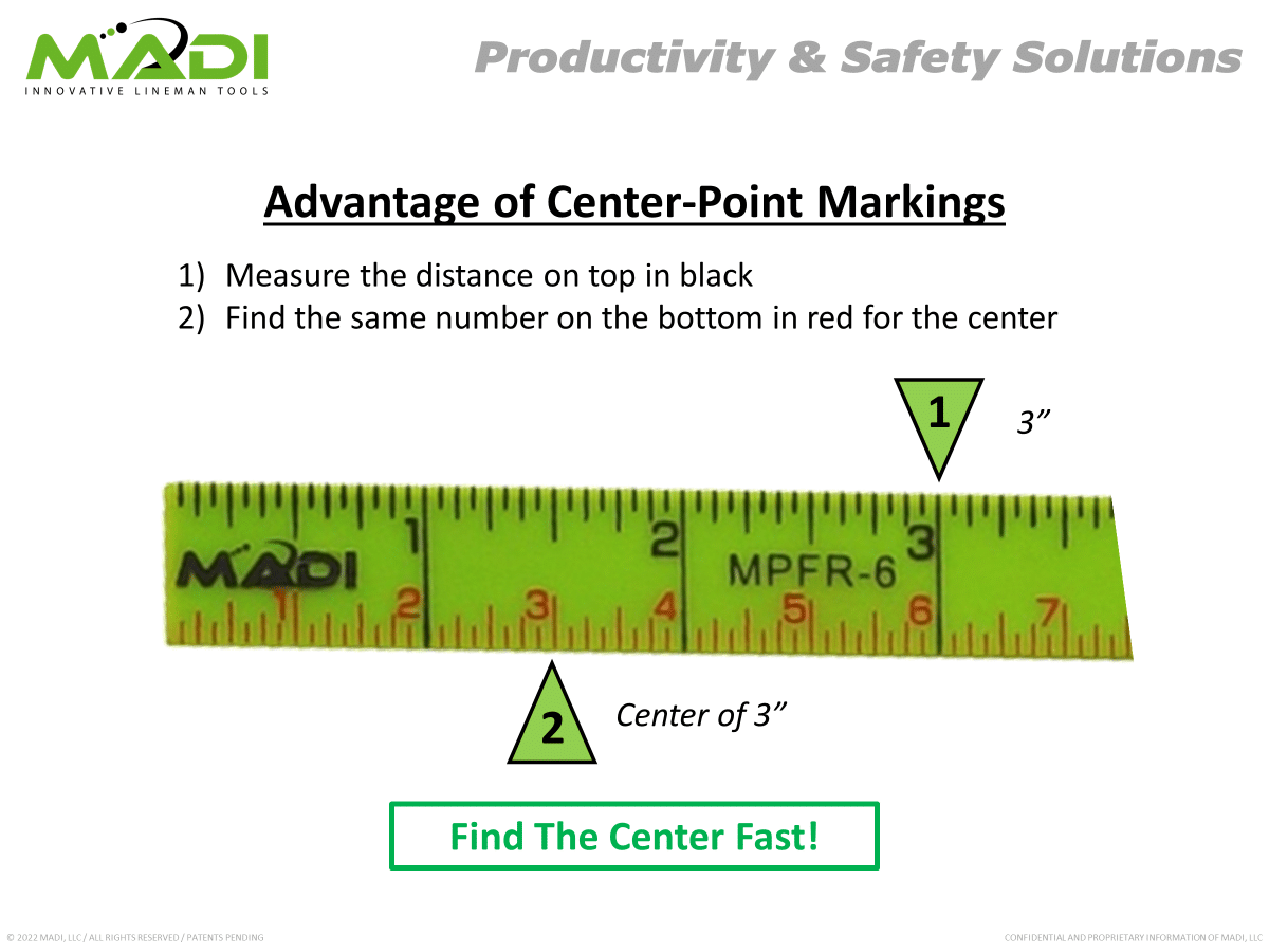 Madi 6′ Fiberglass Folding Ruler – Inside Reading with Center-Point Markings