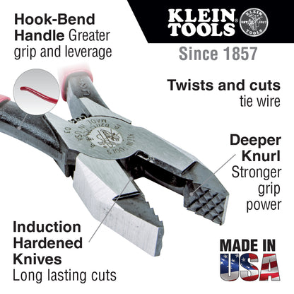 Klein Ironworker's Pliers, Aggressive Knurl, 9-Inch - D201-7CSTA