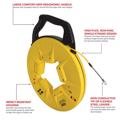 Jameson- 100′ FLEX BUDDY™ Polymer Fish Tape with Flexible Steel Leader Tip- 5-316-100FST Material Handling Jameson Tools 