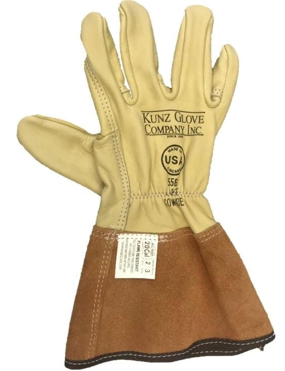 Kunz Work Gloves Arc Flash Cowhide Long Cuff Glove for drivers- 556